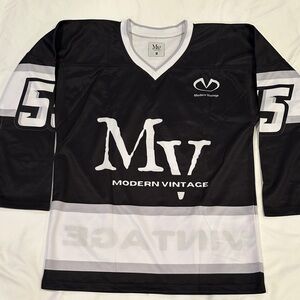 Modern Vintage Black and White Logo Jersey